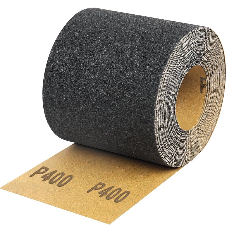 Shineboc 400 Grit Sandpaper Roll, 3-2/3" Wide 11 Yard Wet Dry Silicon Carbide Longboard Sand Paper for Automotive Metal Wood Sanding＆Polishing - Image 1